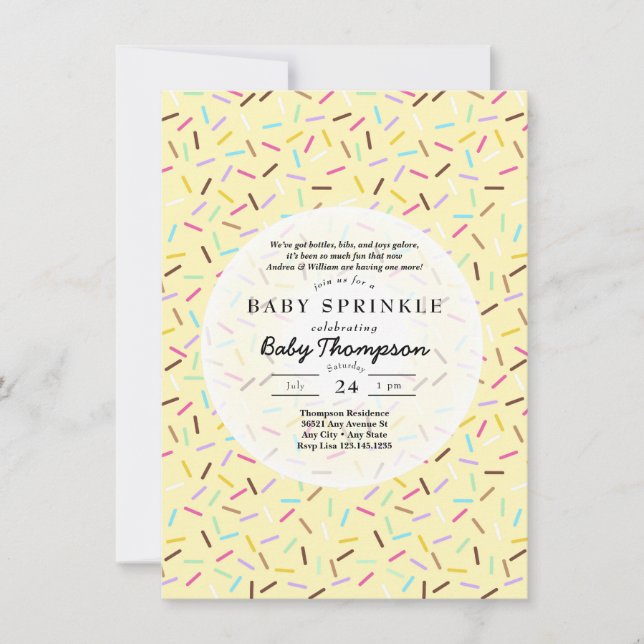 Invitaciones para Sprinkle de Bebe (Anverso)