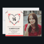 Invitaciones para su 16 cumpleaños Floral Heart<br><div class="desc">Invitaciones de 16 años para su Flowers Heart moderno</div>