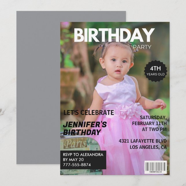 invitaciones para su cumpleaños 4 portada de revis (Anverso / Reverso)