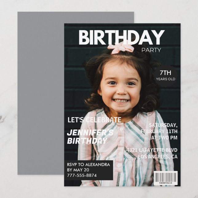 invitaciones para su cumpleaños 7 revista portada (Anverso / Reverso)