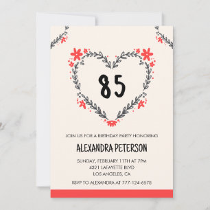 invitaciones para su cumpleaños 85 para ella coraz