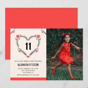 invitaciones para su cumpleaños número 11 Floral H
