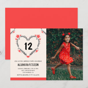 invitaciones para su cumpleaños número 12 Floral H