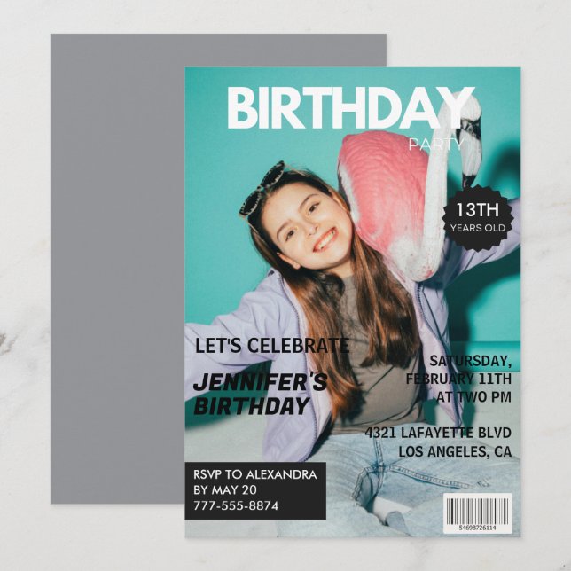 invitaciones para su cumpleaños número 13 para ell (Anverso / Reverso)