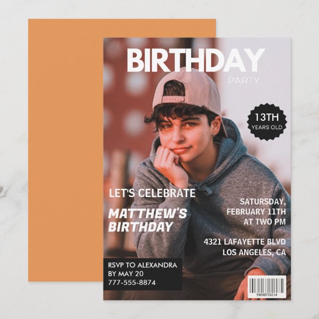 invitaciones para su cumpleaños número 13 revista  (Anverso / Reverso)