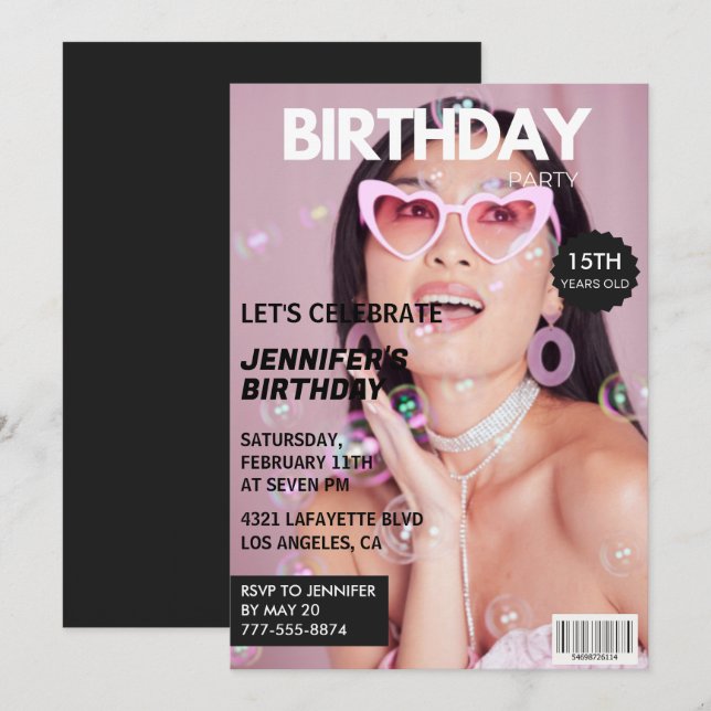 invitaciones para su cumpleaños número 15 para ell (Anverso / Reverso)