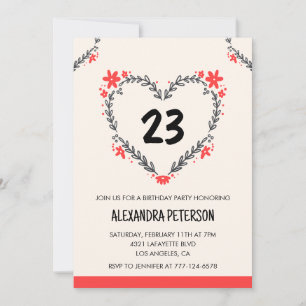 invitaciones para su cumpleaños número 23 florales
