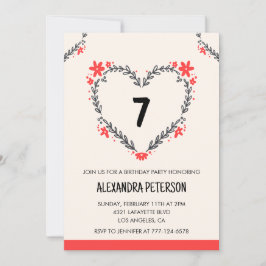 invitaciones para su cumpleaños número 7 florales 
