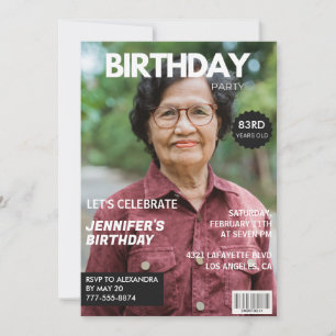 Invitaciones para su cumpleaños número 83 con foto