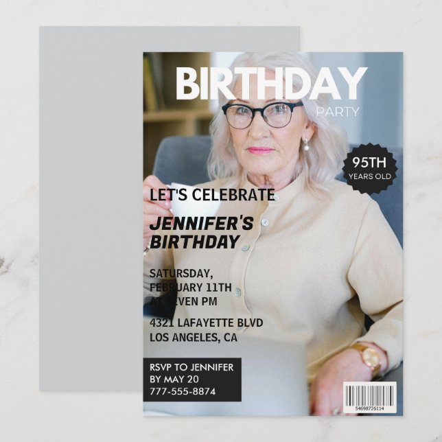 Invitaciones para su cumpleaños número 95 para la  (Anverso / Reverso)