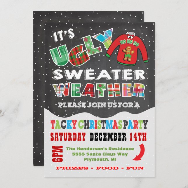 Invitaciones para sudar a los Navidades de Chalkbo (Anverso / Reverso)