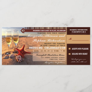 Invitaciones para tarjetas de embarque de boda de