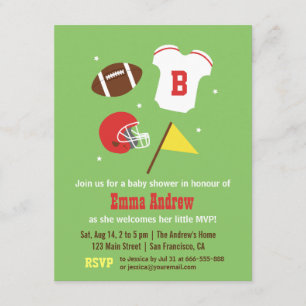 Invitaciones para una fiesta de baby shower de fút