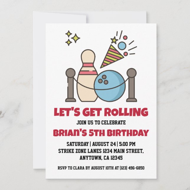 invitaciones para una fiesta de bolos (Anverso)
