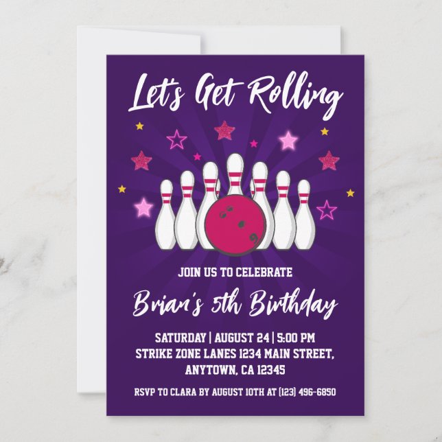 invitaciones para una fiesta de bolos (Anverso)