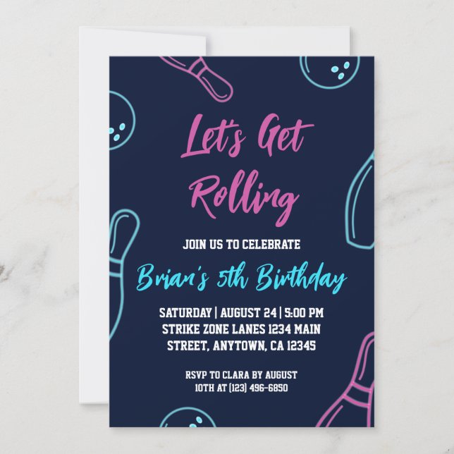 invitaciones para una fiesta de bolos (Anverso)
