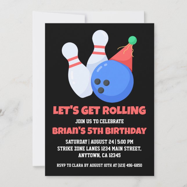 invitaciones para una fiesta de bolos (Anverso)