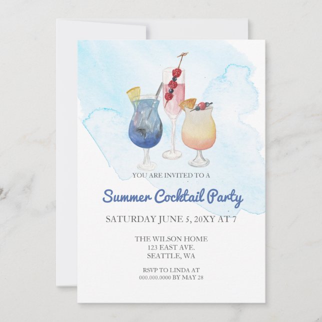 Invitaciones para una fiesta de cóctel de verano m (Anverso)