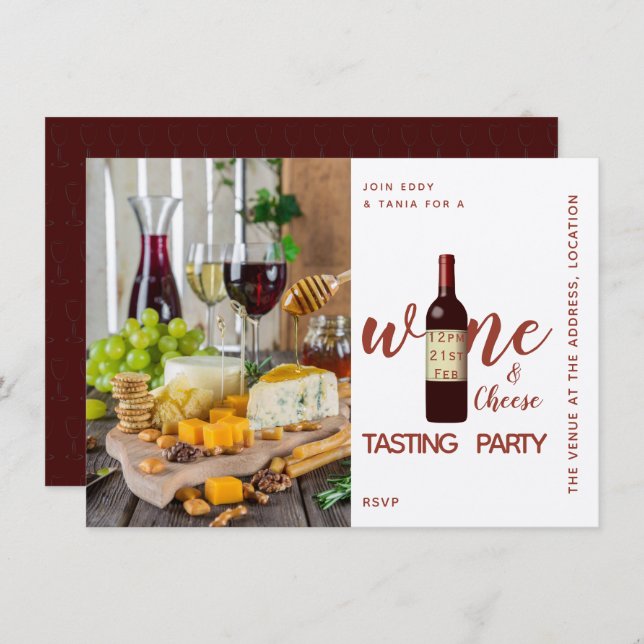 Invitaciones para una fiesta de degustación de que (Anverso / Reverso)