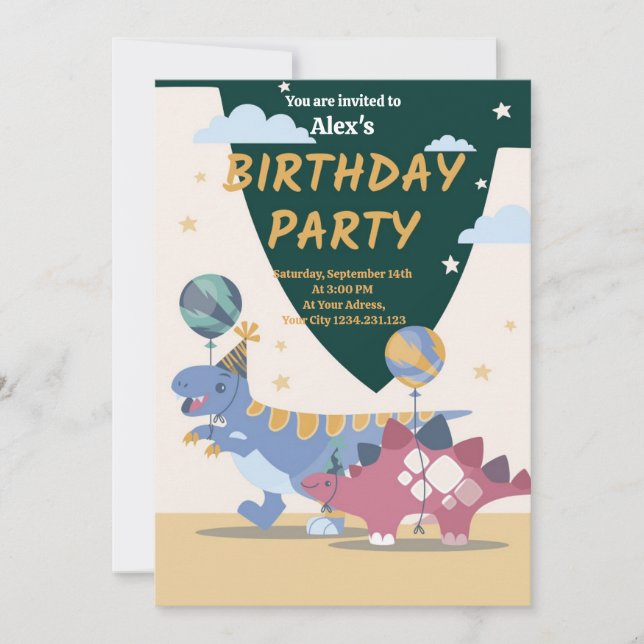 Invitaciones para una Fiesta de Dinos Roar-some: G (Anverso)