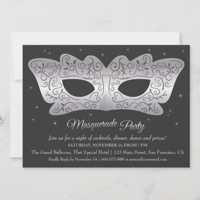 Invitaciones para una Fiesta de Máscaras con Másca (Anverso)