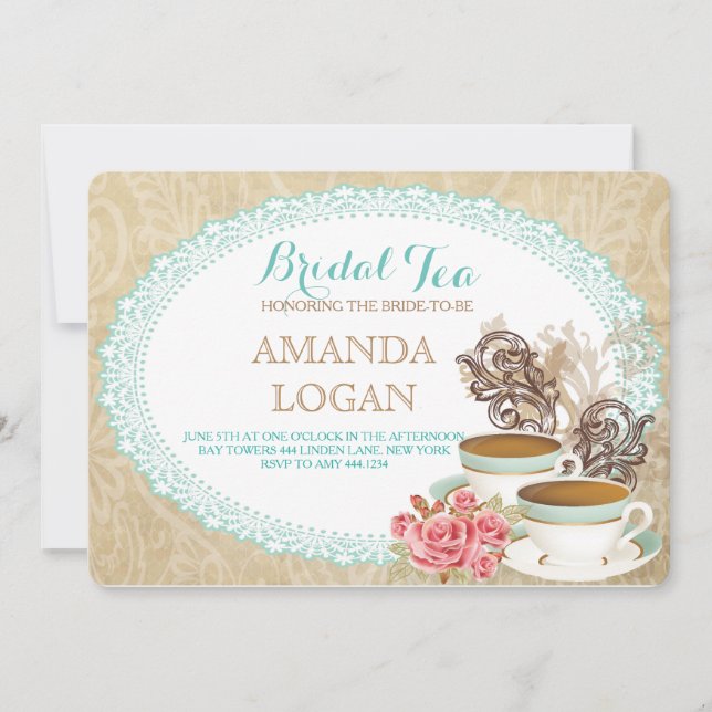 Invitaciones para una fiesta de té de ducha de nov (Anverso)