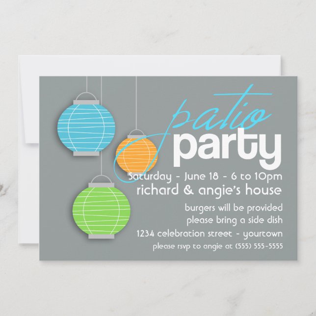 Invitaciones para una fiesta de verano en el patio (Anverso)