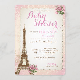 Invitaciones parisienses del chica de Baby Shower