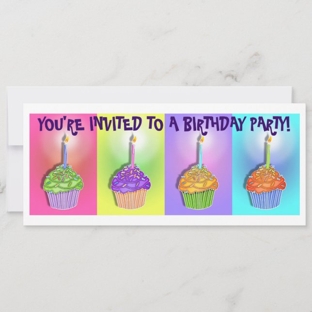 Invitaciones - Pasteles de cumpleaños de arte pop (Anverso)