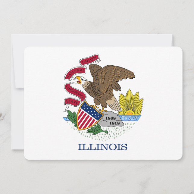 Invitaciones patrióticas con bandera de Illinois (Anverso)
