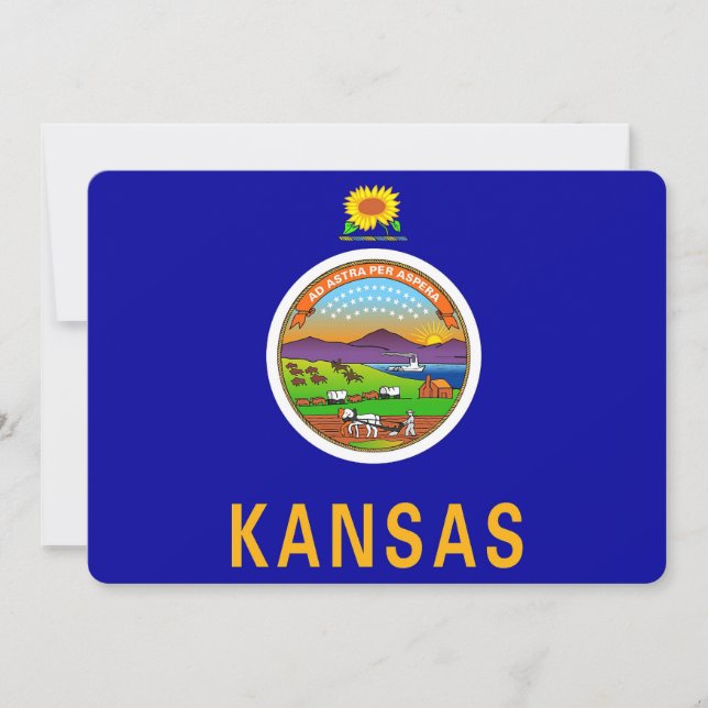 Invitaciones patrióticas con bandera de Kansas (Anverso)