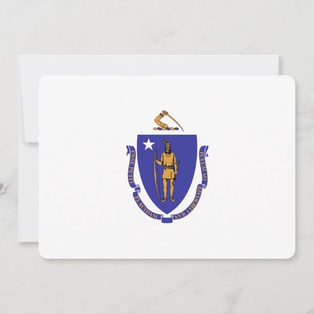 Invitaciones patrióticas con bandera de Massachuse (Anverso)