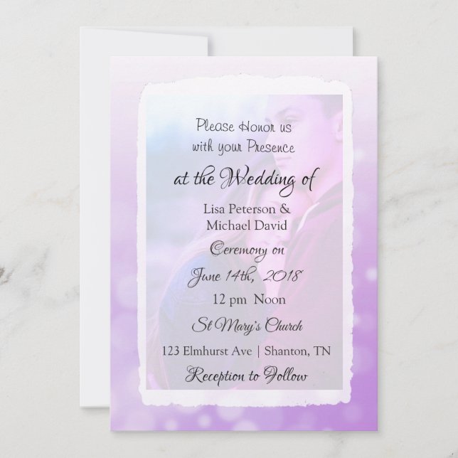 Invitaciones personalizadas a la boda fotográfica (Anverso)