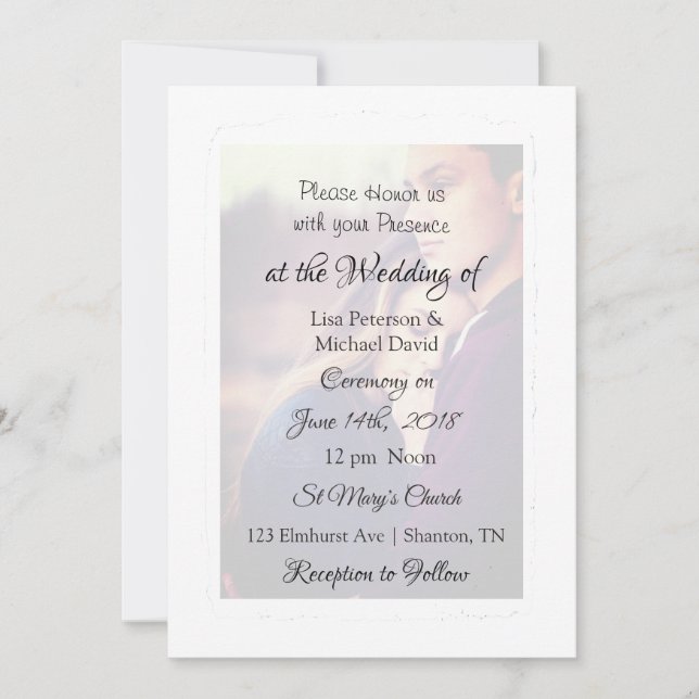Invitaciones personalizadas a la boda fotográfica (Anverso)