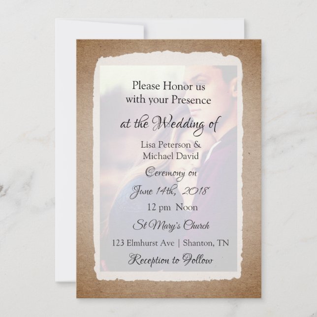 Invitaciones personalizadas a la boda fotográfica (Anverso)