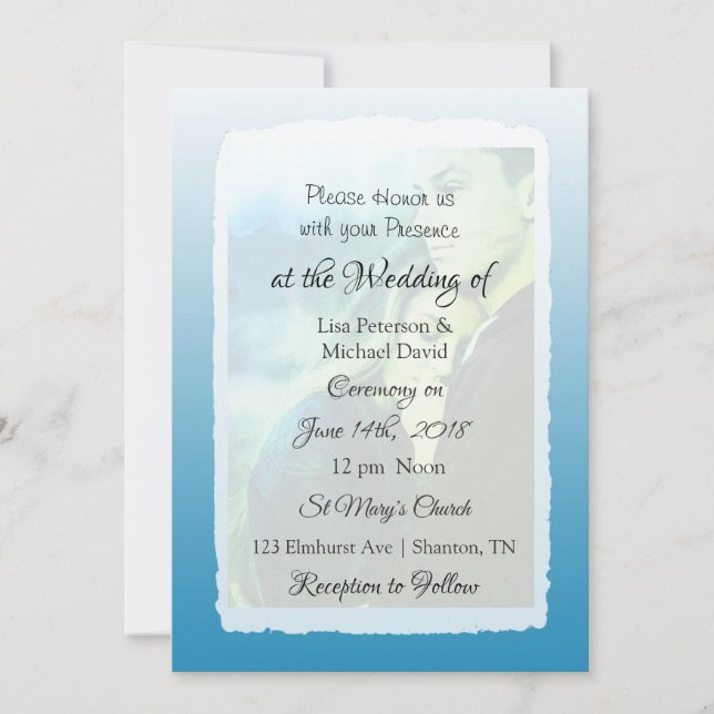 Invitaciones personalizadas a la boda fotográfica (Anverso)