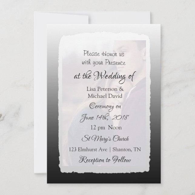 Invitaciones personalizadas a la boda fotográfica (Anverso)