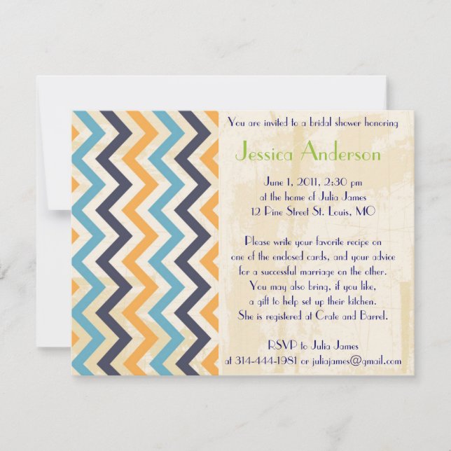 Invitaciones personalizadas a la ducha de novia (Anverso)