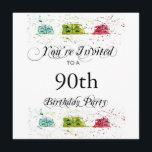 Invitaciones personalizadas a la fiesta de cumplea<br><div class="desc">Esta invitación para la fiesta de cumpleaños número 90 es una de nuestras invitaciones más populares para el cumpleaños número noventa. A sus huéspedes les encantará esta invitación personalizada con regalos de cumpleaños en colores pastel. Sencilla pero festiva, la elegante invitación a la fiesta de cumpleaños 90, de moda, es...</div>
