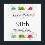 Invitaciones personalizadas a la fiesta de cumplea<br><div class="desc">Esta invitación para la fiesta de cumpleaños número 90 es una de nuestras invitaciones más populares para el cumpleaños número noventa. A sus huéspedes les encantará esta invitación personalizada con regalos de cumpleaños en colores pastel. Sencilla pero festiva, la elegante invitación a la fiesta de cumpleaños 90, de moda, es...</div>