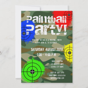Invitaciones personalizadas a la fiesta de paintba