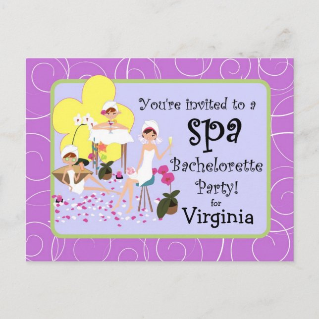 Invitaciones personalizadas al Spa de Bachelorette (Anverso)