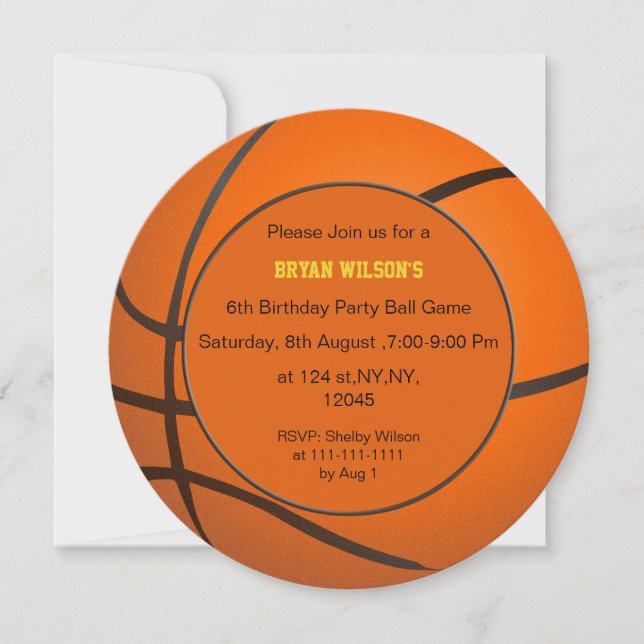 Invitaciones personalizadas al tema del baloncesto (Anverso)