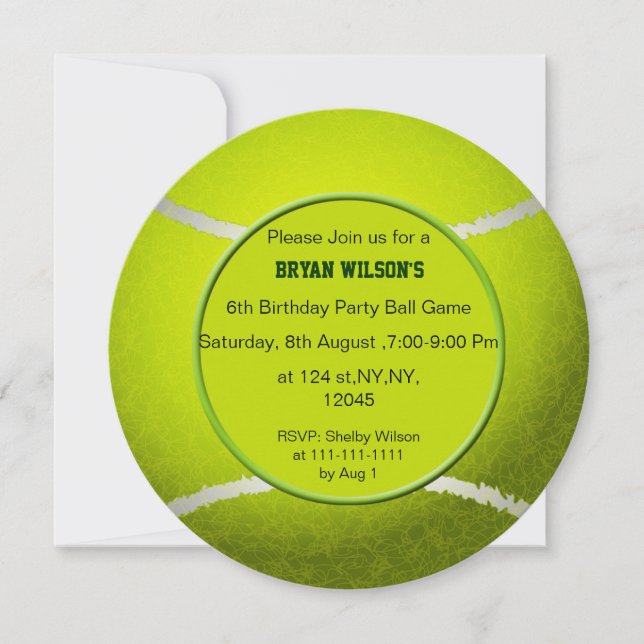 Invitaciones personalizadas al tema del tenis Fies (Anverso)