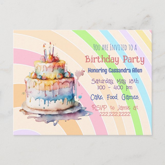 Invitaciones personalizadas caprichosas para cumpl (Anverso)