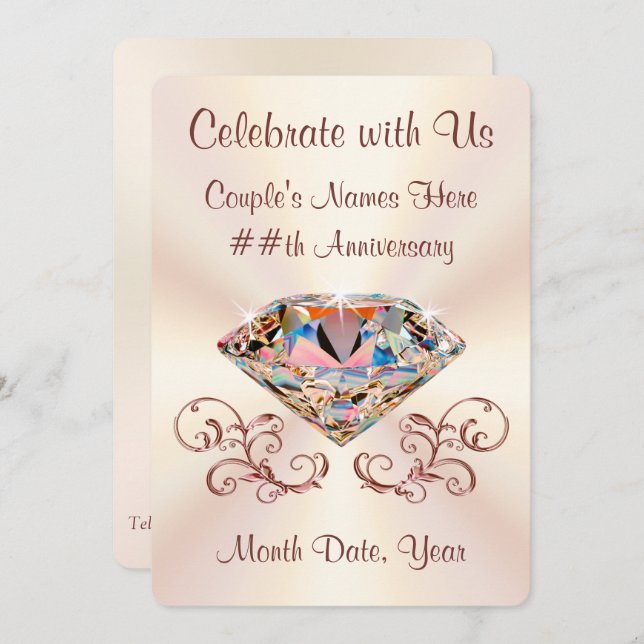 Invitaciones personalizadas de aniversario con dia (Anverso / Reverso)