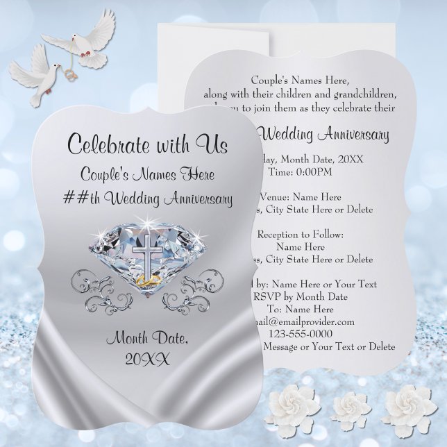 Invitaciones Personalizadas de Aniversario de Boda (Diamond Wedding Anniversary Invitations. 60th Wedding Anniversary Party Invitations. 60 years.)