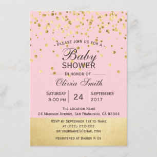 Invitaciones personalizadas de Baby Shower de oro 