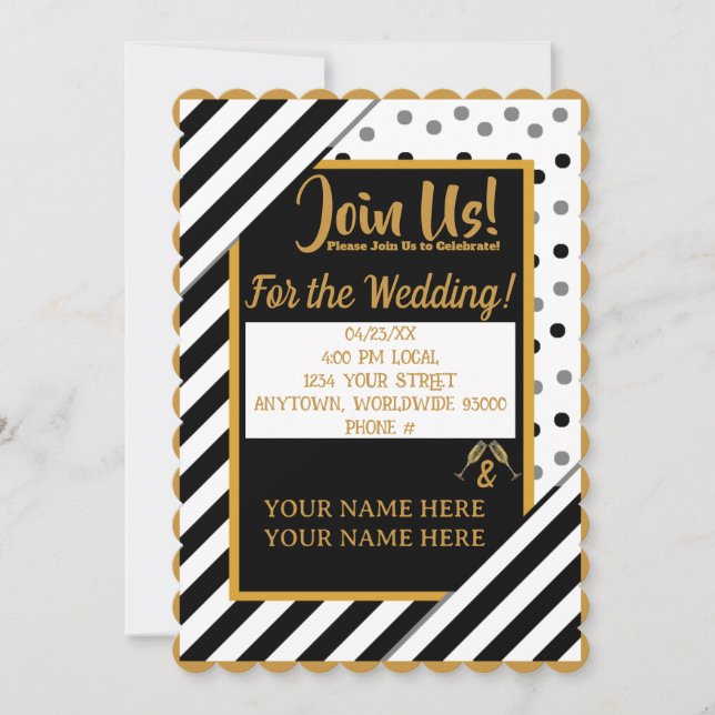 Invitaciones personalizadas de casamiento de banda (Anverso)