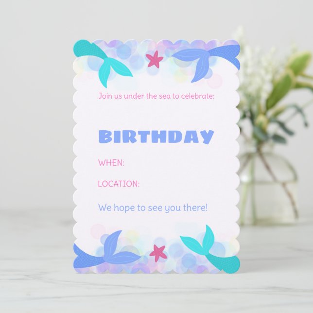 Invitaciones personalizadas de cumpleaños a la sir (Anverso de pie)